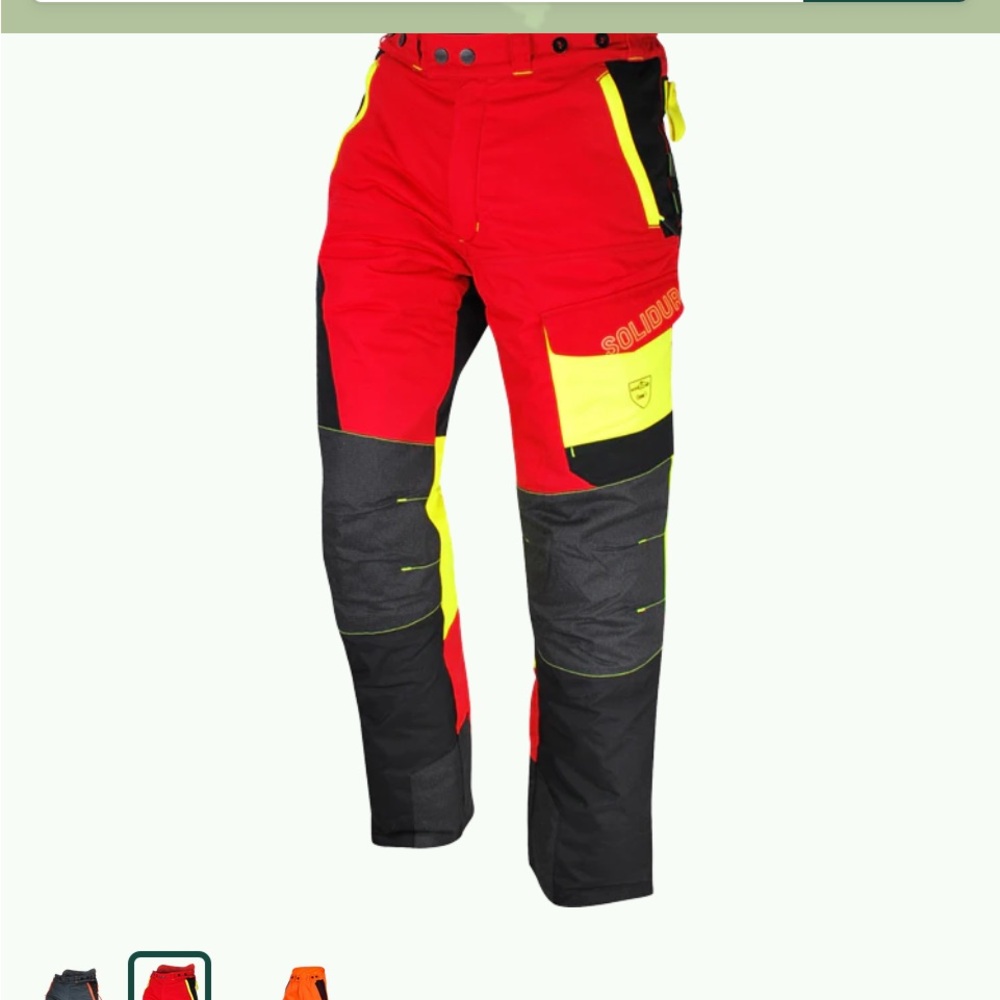 Solid Red and Black Utility Pants with Bold Design